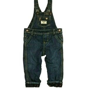 Oshkosh B'Gosh Toddler Girls Fleece Lined Denim Overall Size 12 mo Winter Cozy